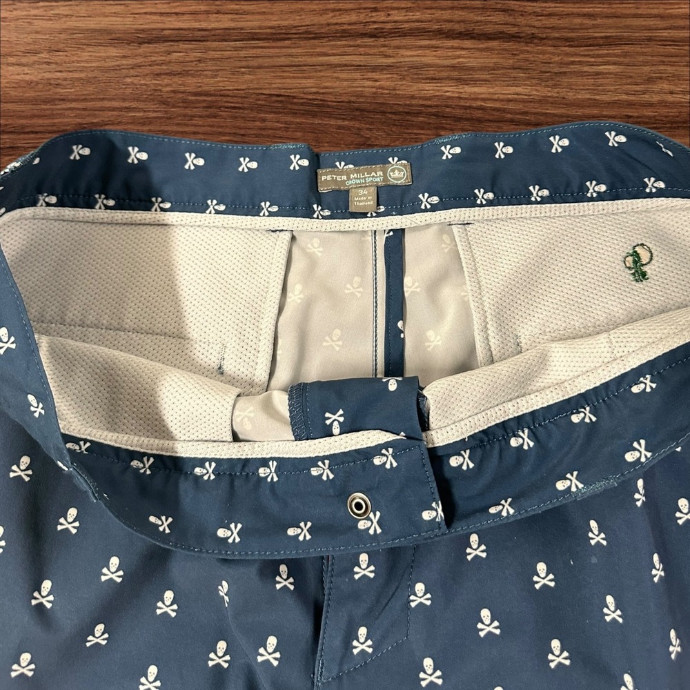 Peter Millar Crown‎ Sport Mens Golf Shorts Blue Skull Print Size 34 - Picture 5 of 8